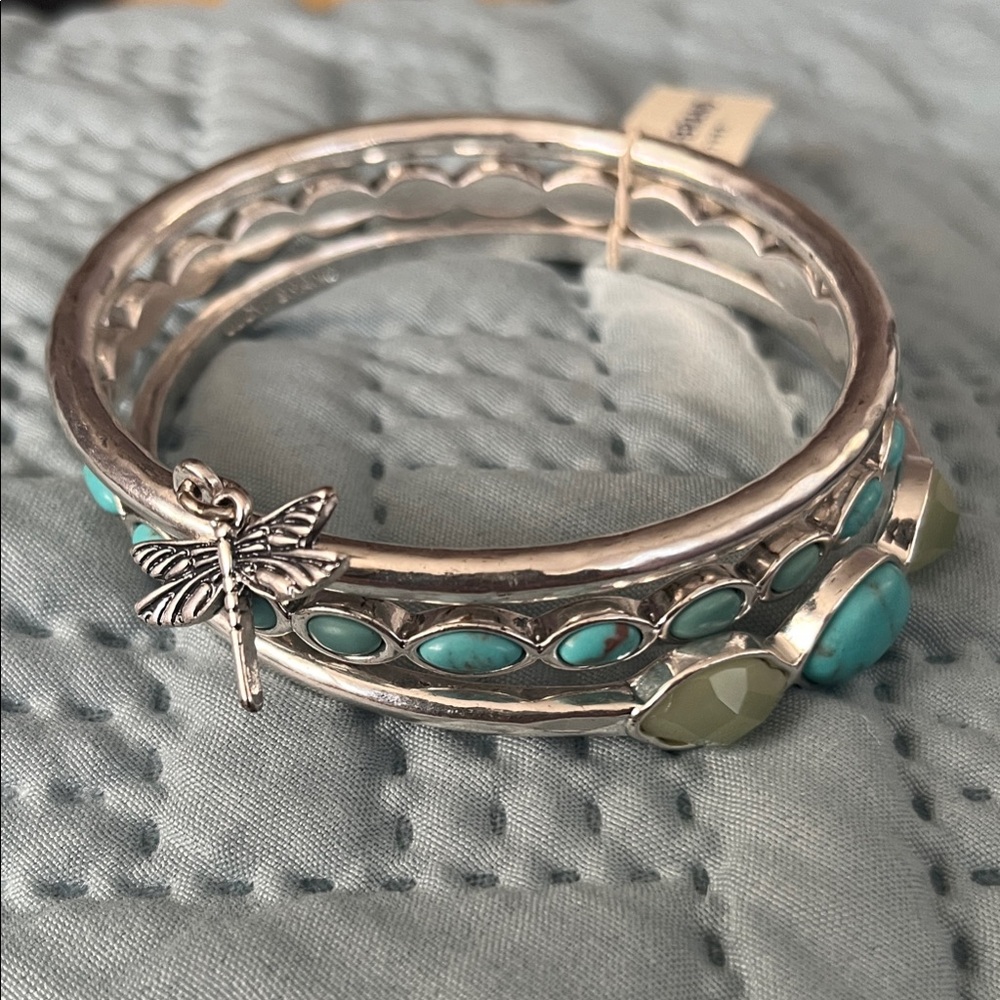 Lucky Brand Silver and Turquoise Bracelet Set